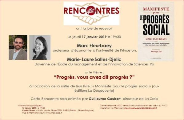 Prochaine Rencontre du MCC – « Progrès, vous avez dit progrès » le 17 janvier à 19h45